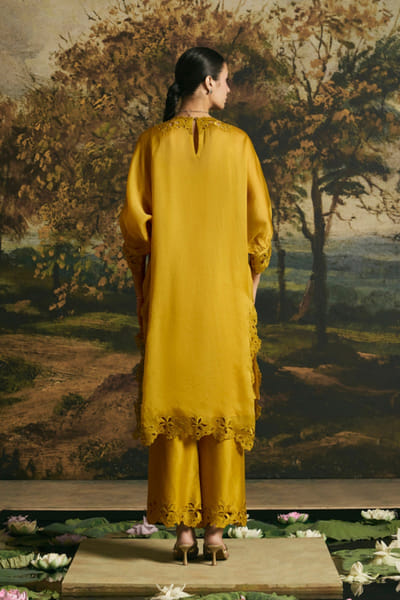 Chandrima Amber yellow bead embroidered kurta set CHANAUG26D251328