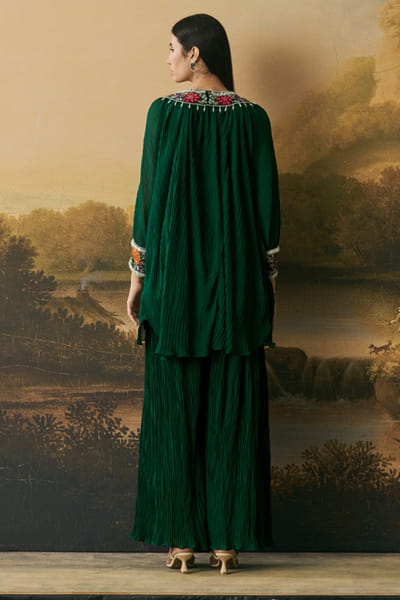 Chandrima Emerald green thread embroidered tunic set CHANAUG26D251330