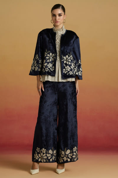 Indigo appliqué work jacket