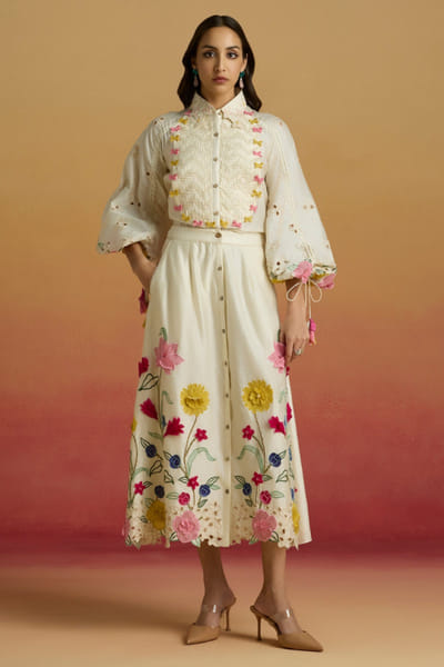 Ivory 3D embroidered shirt