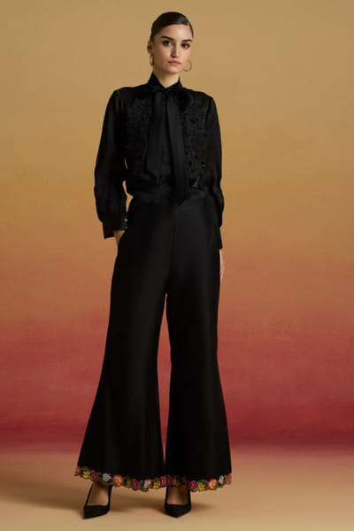 Black cutwork embroidered shirt