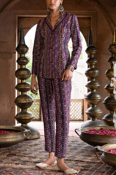 Purple geometric print co-ords