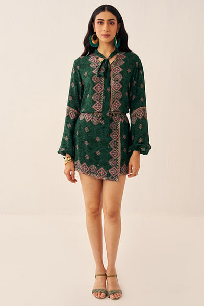 Green printed co-ords