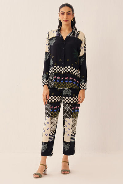Black printed co-ords