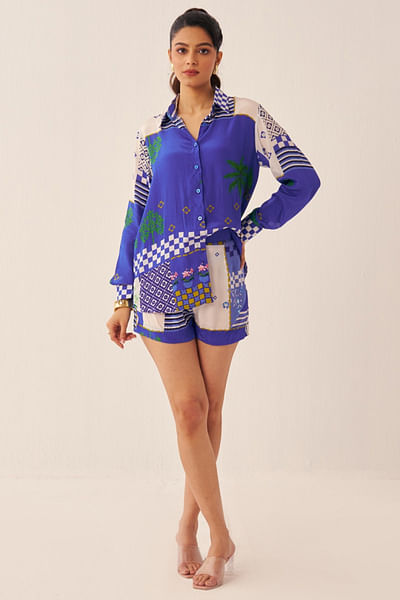 Blue printed co-ords