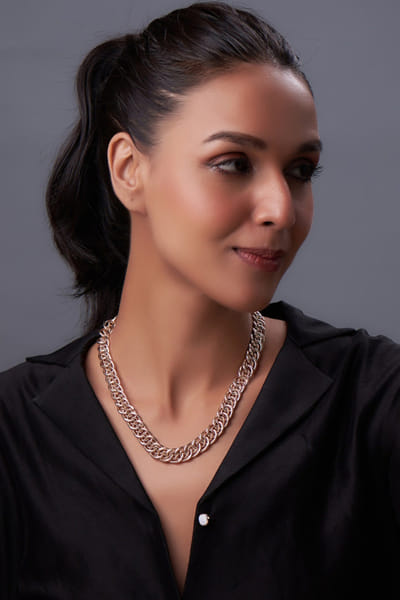Karisa Rose gold embellished chain-link necklace KARIMAY26D243667