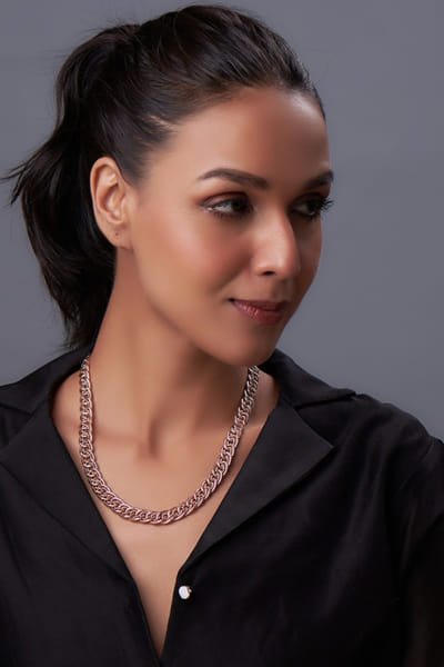 Karisa Rose gold embellished chain link necklace KARIMAY26D243668