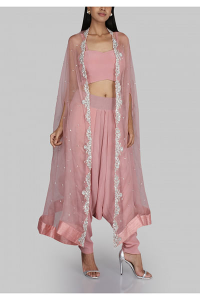 Crop-top, dhoti pants and cape