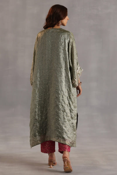 Begum Pret Sage green hand embroidered phiran set BEGDEC25D134811