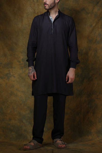 Shruti Sancheti Charcoal grey silk kurta set SSHJUN2420