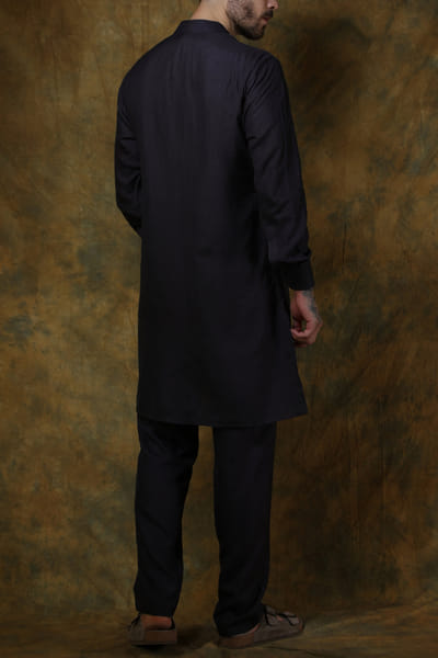 Shruti Sancheti Charcoal grey silk kurta set SSHJUN2420