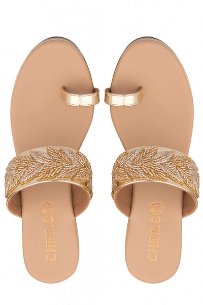 Gold embellished wedges