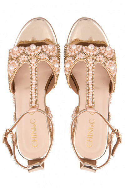 Gold embellished wedges
