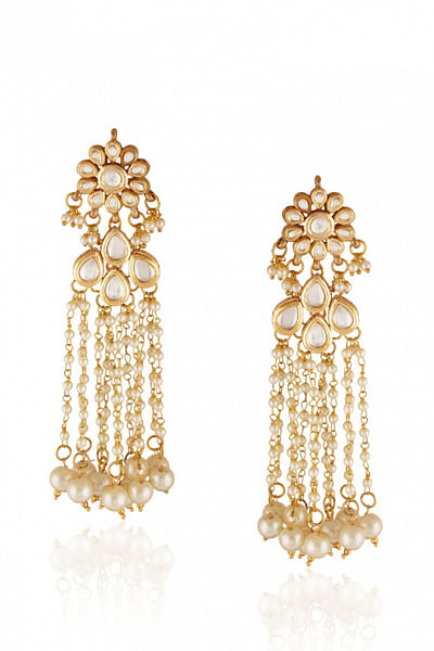 Kundan and polki tassel earrings