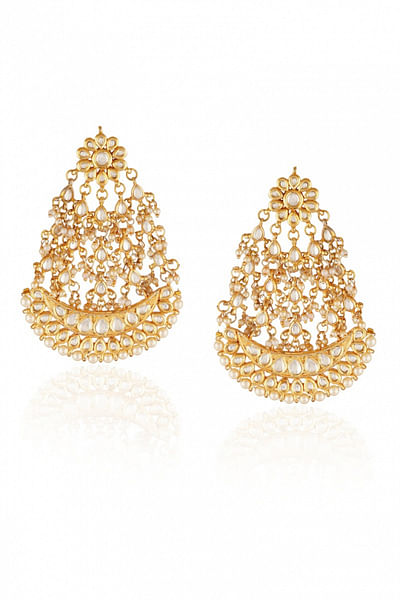 Gold plated pearl embellished earrings