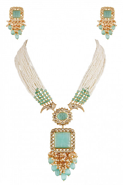 Kundan and polki long necklace set