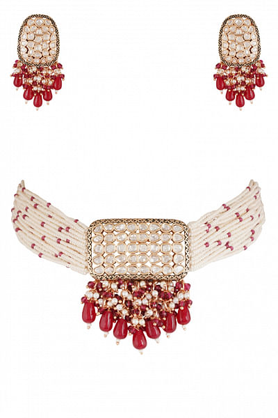 Pearl embellished choker set