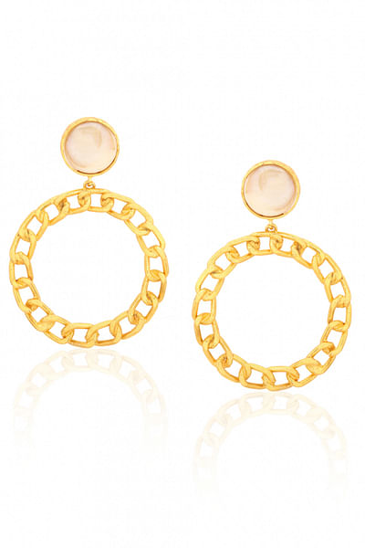 Gold plated onyx stone hoops