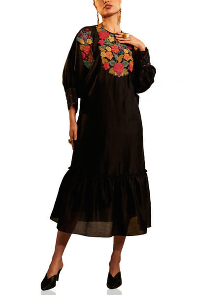 Chandrima Black embroidered dress CHMAPRD24