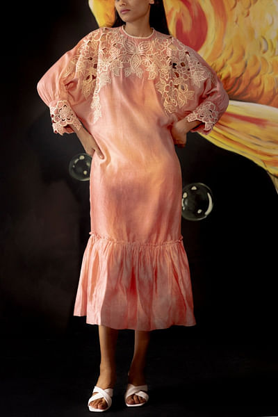 Old rose tie & dye kimono dress