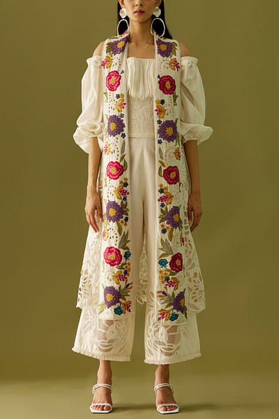 Ivory cutwork and applique jacket