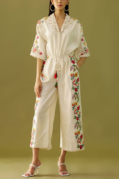 Ivory chanderi jumpsuit