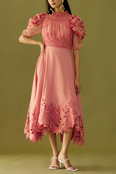 Old rose chanderi dress