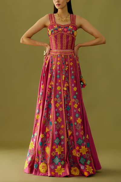 Fuchsia embroidered bustier