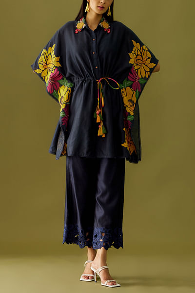 Indigo chanderi pants