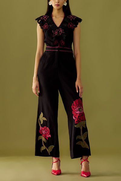 Black floral jumpsuit