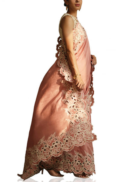 Chandrima Pink embroidered chanderi sari CHMCSSJUN04