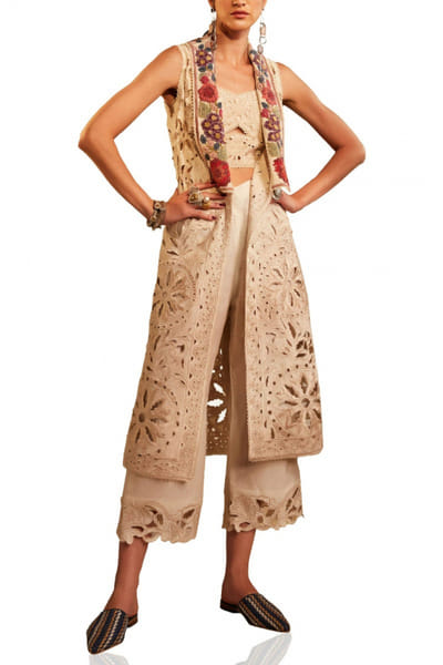 Chandrima Ivory kala cotton jacket CHMMAR232