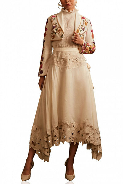 Ivory bolero jacket and skirt set