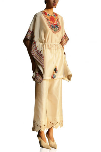 Chandrima Ivory embroidered chanderi kaftan CHMSS20211