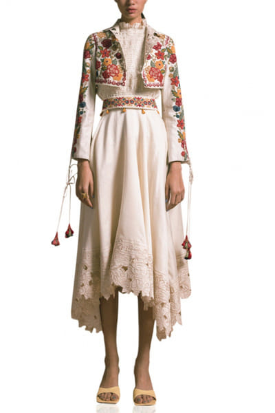 Chandrima Ivory embroidered balero jacket CHMSS20222
