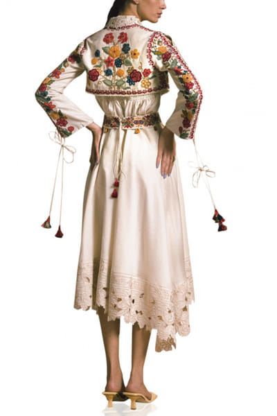 Chandrima Ivory embroidered balero jacket CHMSS20222