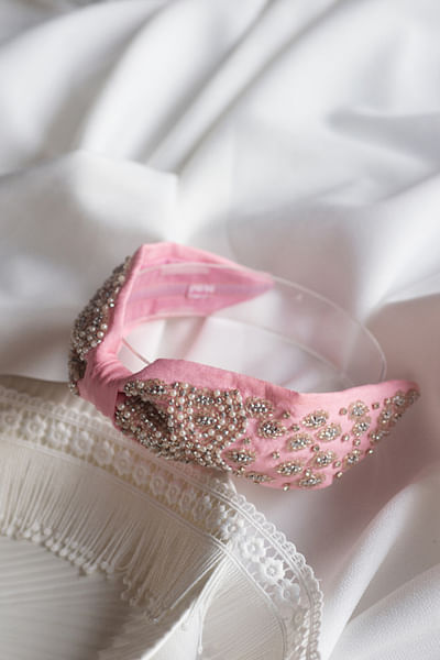 Pink embroidered hairband