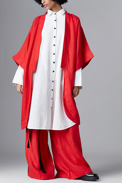Light red linen kimono jacket