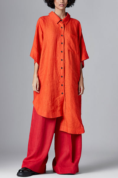 Orange deconstructed linen shirt