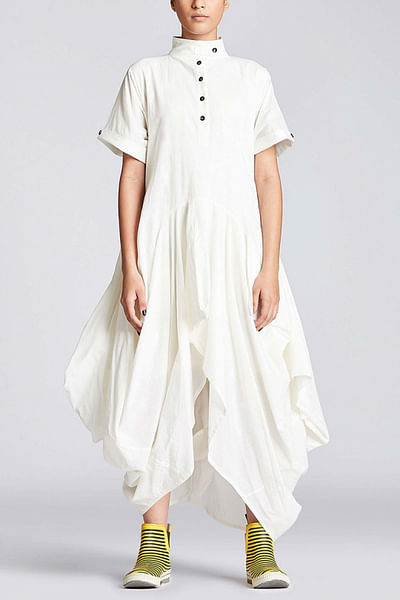 White deconstructed cotton dress