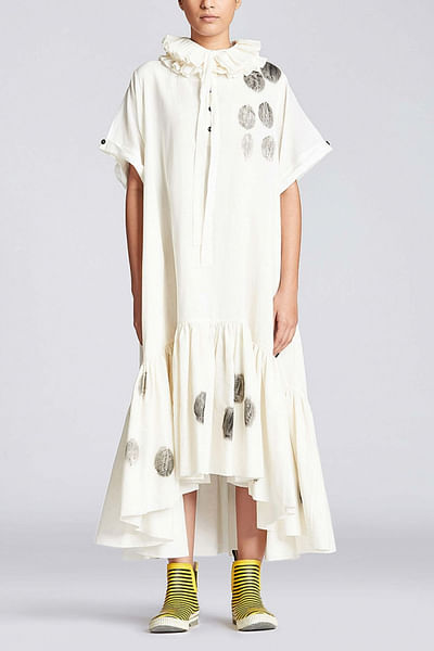 White cotton layered dress