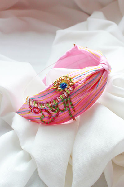 Pink embroidered hairband