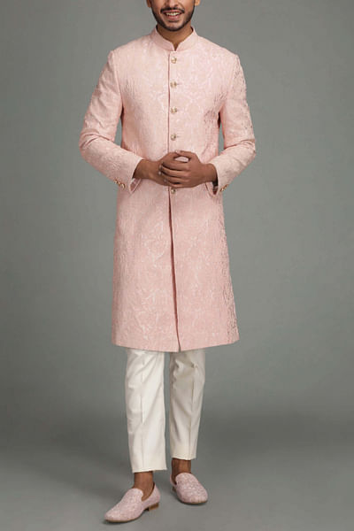 Light pink embroidered sherwani set
