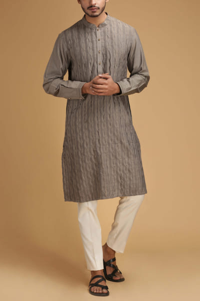 Chatenya Mittal Grey embroidered kurta set CHTCMKAP17