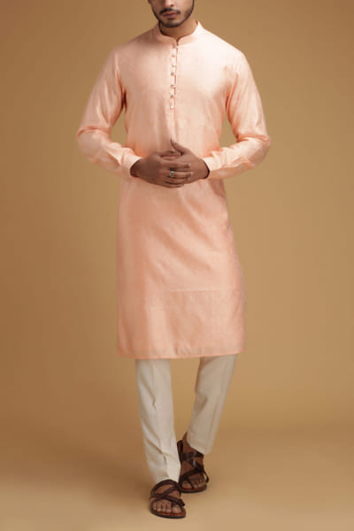 Peach embroidered kurta set