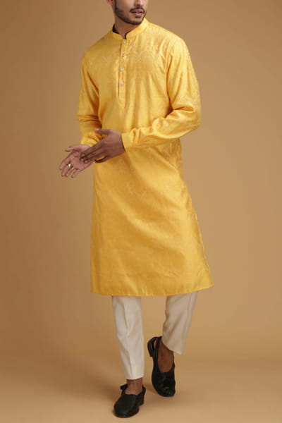 Chatenya Mittal Yellow embroidered kurta set CHTCMKBT6