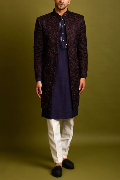 Navy embellished kurta set