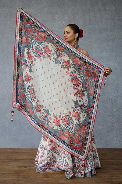 Multicolour floral chintz printed scarf