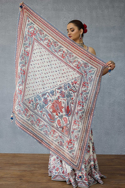 Multicolour monochrome chintz printed scarf