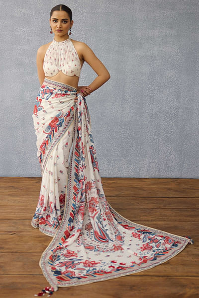 Multicolour printed halter neck blouse
